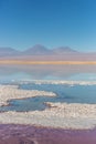 Salt lake salar in Atacama Desert, Chile, South America, vulcano in the background. Royalty Free Stock Photo