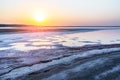 Salt lake at sunset time Royalty Free Stock Photo