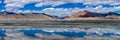 Salt Lake Tso Kar with Flow Cloud Blue sky Panorama Royalty Free Stock Photo