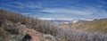Salt Lake and Utah County Valley views from Sensei Lolo loop trail snowy mountain valley in Lone Peak UTah