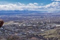 Salt Lake Valley and City panoramic views from the Red Butte Trail to the Living Room, Wasatch Front, Rocky Mountains in Utah Royalty Free Stock Photo