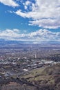 Salt Lake Valley and City panoramic views from the Red Butte Trail to the Living Room, Wasatch Front, Rocky Mountains in Utah Royalty Free Stock Photo