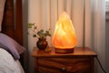 salt lamp in bedroom as natural air purifier