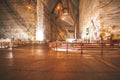 Salt Mine interior with colorful lights tourist attraction salt mine travel concept destination underground Royalty Free Stock Photo