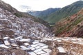 Salt mine terraces in Peru Royalty Free Stock Photo