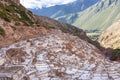 Salt mine terraces in Peru Royalty Free Stock Photo