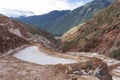 Salt mine terraces in Peru Royalty Free Stock Photo