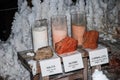 Salt minerals with different types of halite crystallization carnalite silvina Royalty Free Stock Photo