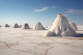 salt mounds created by wind on the desolate plains