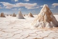 salt mounds created by wind on the desolate plains