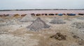 Salt mounds at Lac Rose, Senegal.