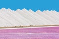 Salt mountains with pink salt lake Royalty Free Stock Photo