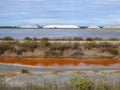 Salt mountains and salt ponds Royalty Free Stock Photo