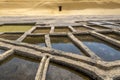 Salt pans located near Qbajjar on the maltese Island of Gozo. Detailed view on pans