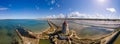 Salt Pans near Marsala, Sicily, Italy, Saline of the Laguna Marsala with windmill Royalty Free Stock Photo