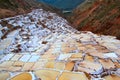 Salt pans of Salinas in Sacred valley, Peru Royalty Free Stock Photo