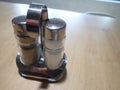 Salt  and pepper accessory on a table Royalty Free Stock Photo