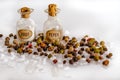 Salt and Pepper in antique miniature bottles