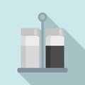 Salt pepper container stand icon, flat style Royalty Free Stock Photo