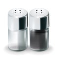 Salt and pepper glass shakers isolated Royalty Free Stock Photo