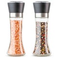 Salt and Pepper grinder or mill. Glass and stainless steel mill with premium grade whole rainbow multi colored pepper