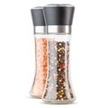 Salt and Pepper grinder or mill. Glass and stainless steel mill with premium grade whole rainbow multi colored pepper