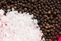 Sea salt chunks with tellicherry peppercorns Royalty Free Stock Photo