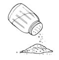 Salt or pepper seasoning shaker icon or symbol, hand drawn doodle style vector illustration isolated on white background. Kitchen Royalty Free Stock Photo