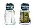 Salt and pepper shaker isolated on white, watercolor illustration Royalty Free Stock Photo