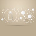 Salt or pepper shakers, Cooking spices icon on a brown background with elegant style and modern design infographic.