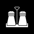 Salt and pepper shakers in holder dark mode glyph icon Royalty Free Stock Photo