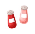 Salt and pepper shakers. Kitchen accessories for spices. Table utensils, ceramic bottles, containers for ground