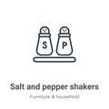 Salt and pepper shakers outline vector icon. Thin line black salt and pepper shakers icon, flat vector simple element illustration Royalty Free Stock Photo