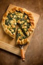 Salt pie with ricotta cheese and spinach Royalty Free Stock Photo