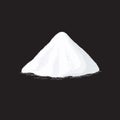 Salt pile. White sugar powder heap vector illustration on black background