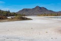 Salt plain landscape with mountain on Bonaire Royalty Free Stock Photo