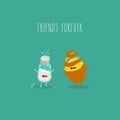 Salt potato friends forever. Vector graphics. Funny image