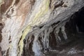 Salt residue on walls of a mine