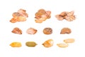 Salt roasted peanuts were placed on a white ground Royalty Free Stock Photo
