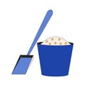 Salt sand mix container with shovel 2D linear cartoon object
