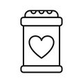 Salt shaker with hearts inside. Love shaker container with heart shape label Royalty Free Stock Photo