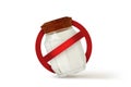 Salt shaker with prohibition sign on white background - Concept of dietary salt restriction Royalty Free Stock Photo