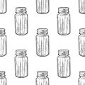 Salt shaker seamless pattern on white background. ooking ingredient