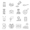 Salt Signs Black Thin Line Icon Set. Vector