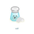 Salt in small glass container kawaii doodle flat cartoon vector
