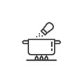 Salt soup pan line icon