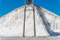 Salt stockpile and the conveyor structure at Lake Grassmere