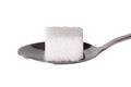 Salt or sugar on a teaspoon isolated Royalty Free Stock Photo