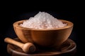 Salt wooden bowl. Generate Ai