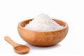 Salt in wooden bowl , Pure natural sea salt , isolated on white background. Royalty Free Stock Photo